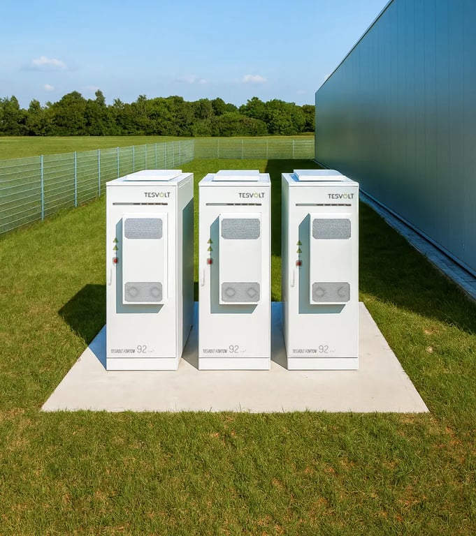 Drei Tesvolt Forton 92kW Speicher